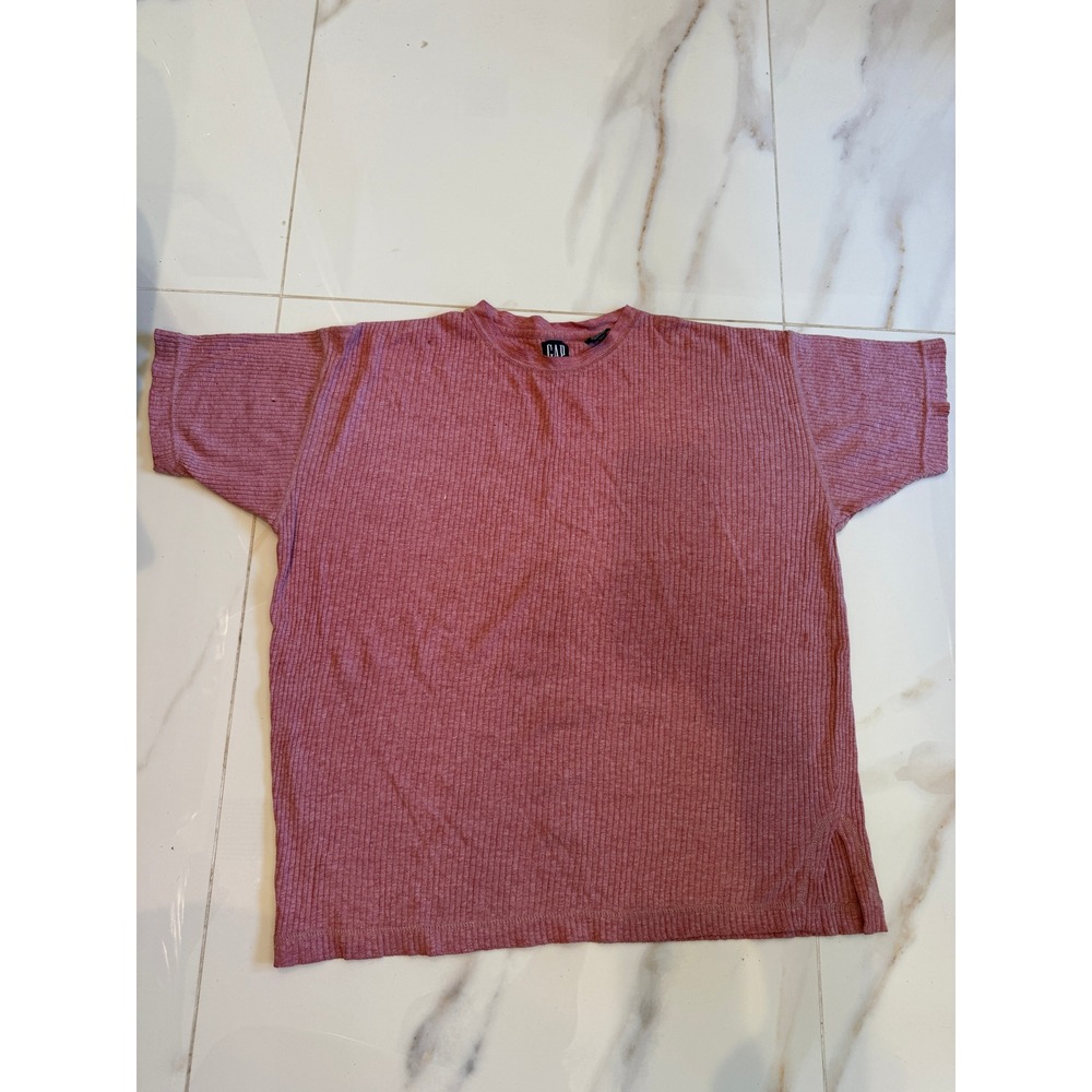 Gap Womens Ribbed Short Sleeve T-Shirt Pink‎ Mauve Crew Neck Cotton Blend Size M